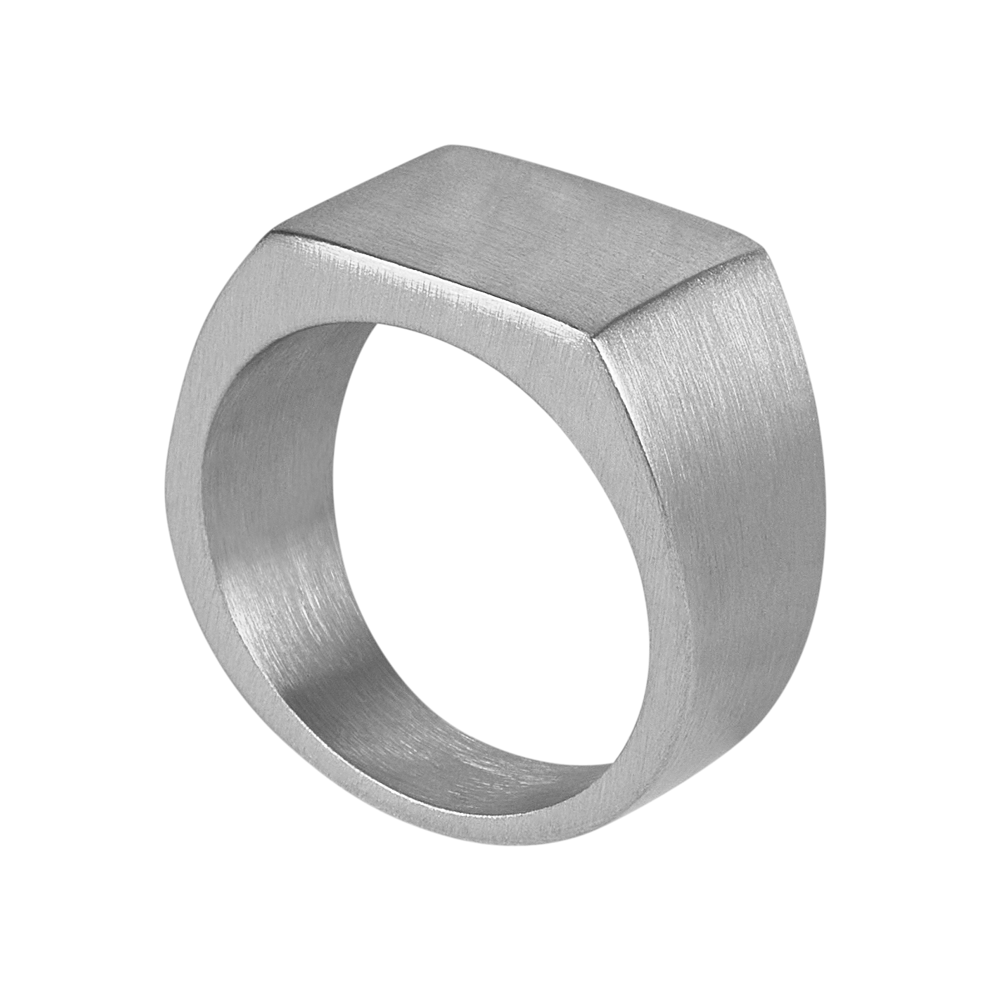 Bague Limen en acier inoxydable argenté, vue de trois quarts