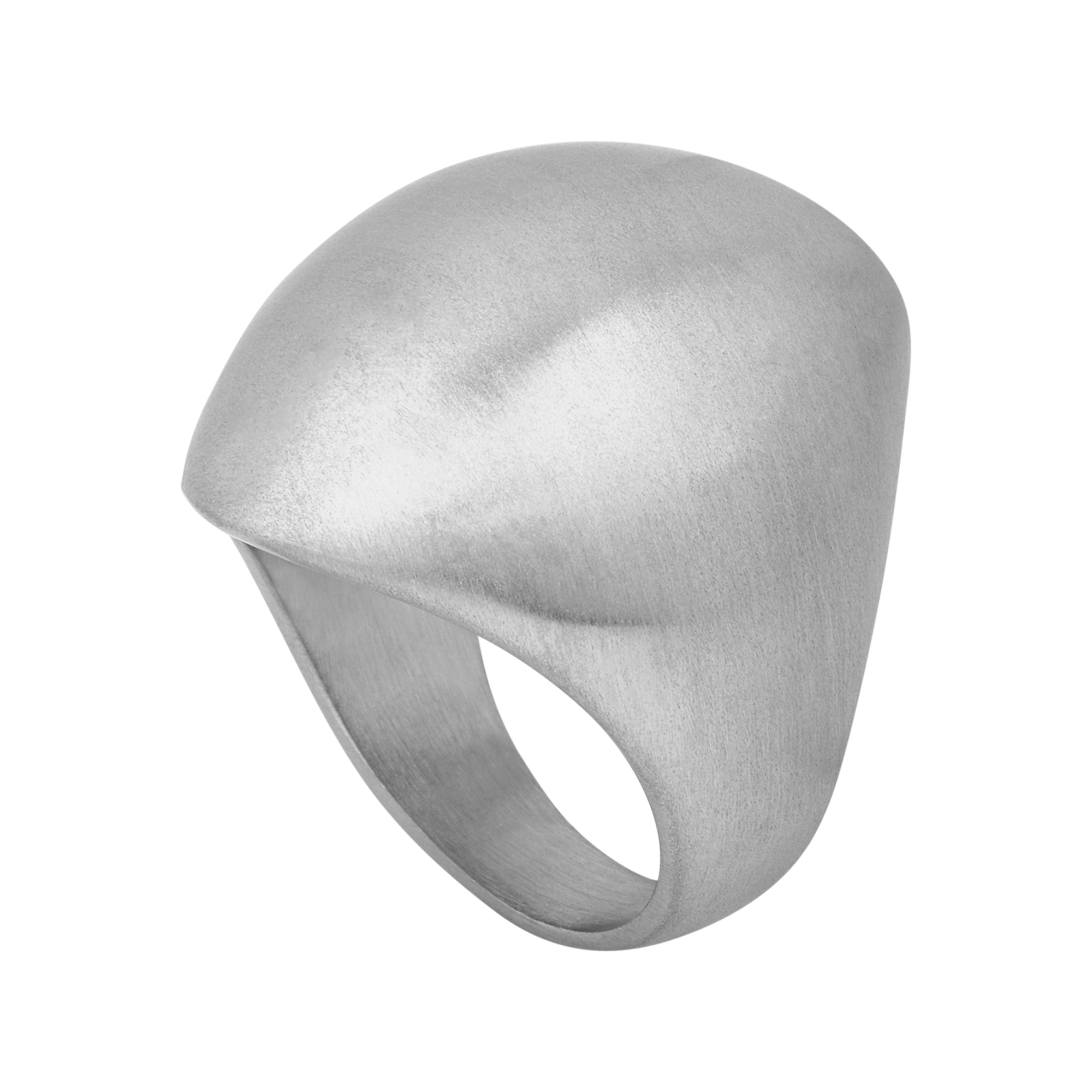 Bague Vault en acier inoxydable argenté, vue de trois quarts