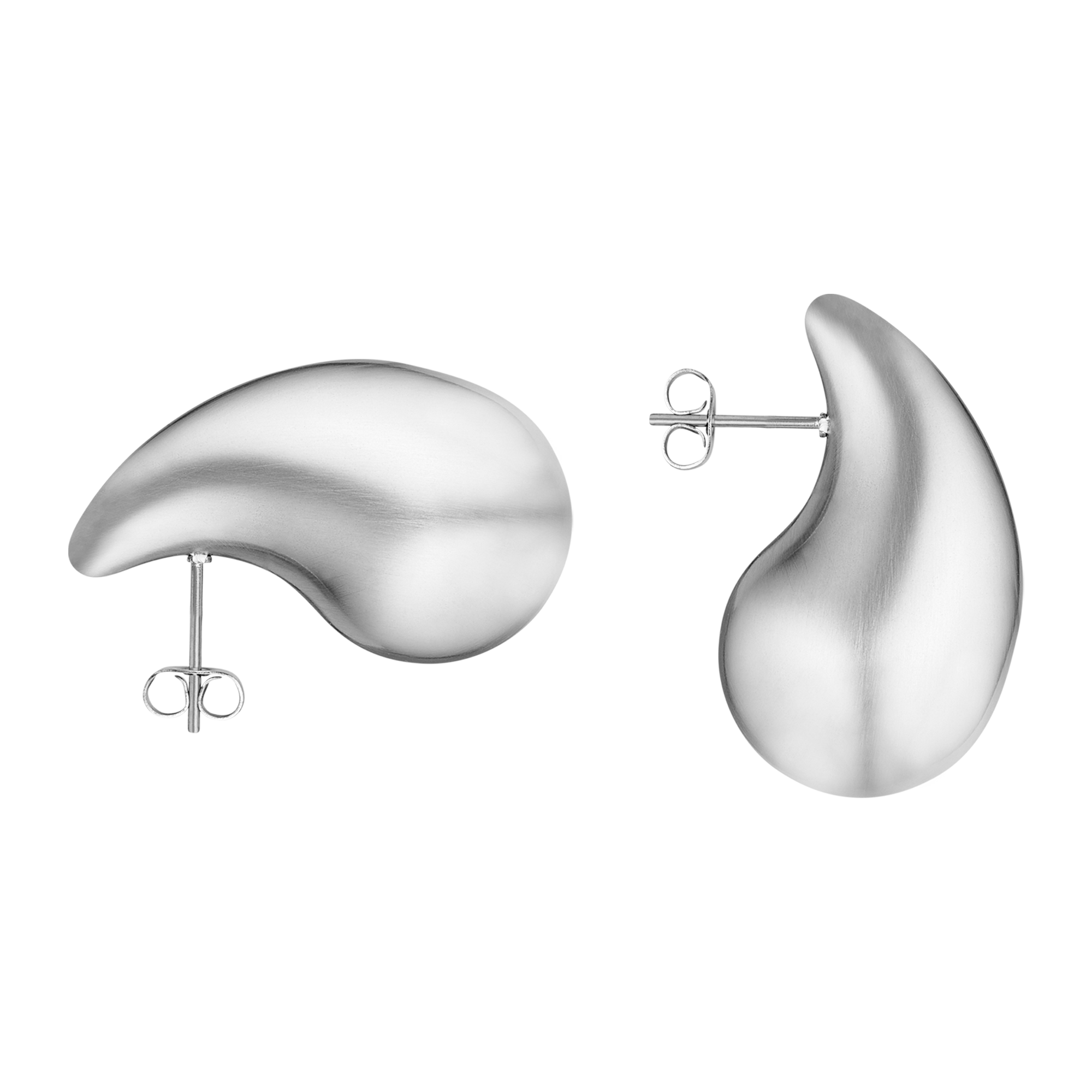 Boucles d'oreilles Relief en acier inoxydable argenté, vues de dos et de profil