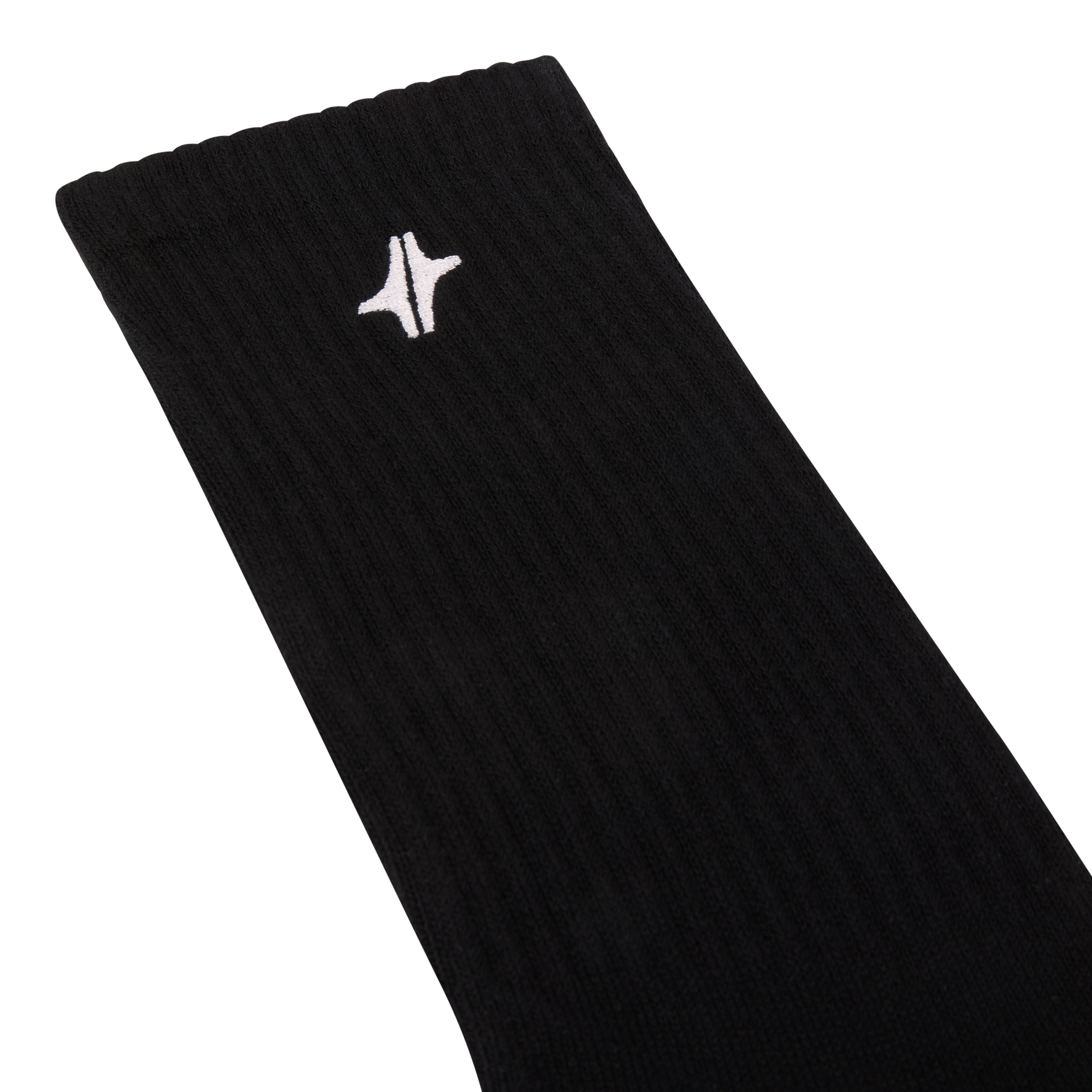 Détail des chaussettes Strata en coton noir avec logo Module 48