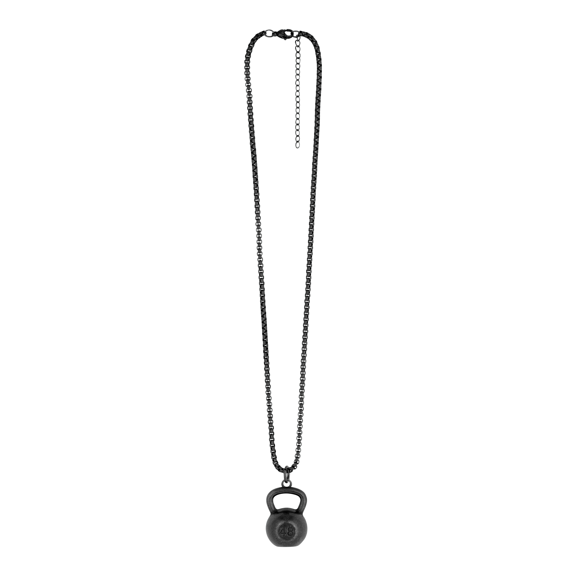 Pendentif Stabilizer en acier inoxydable noirci mat avec chaîne complète, vue de face
