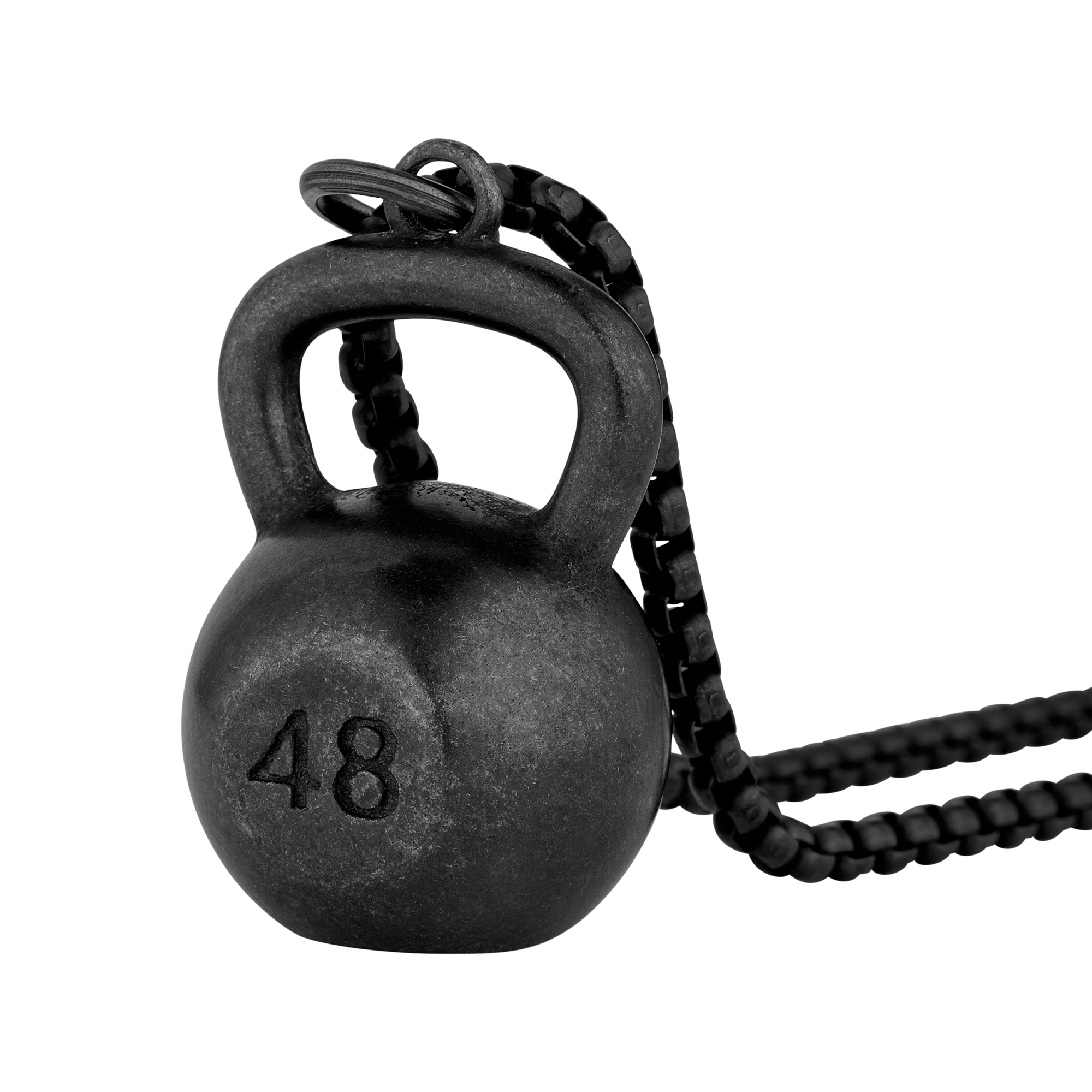Pendentif Stabilizer en acier inoxydable noirci mat avec chaîne, vue de face