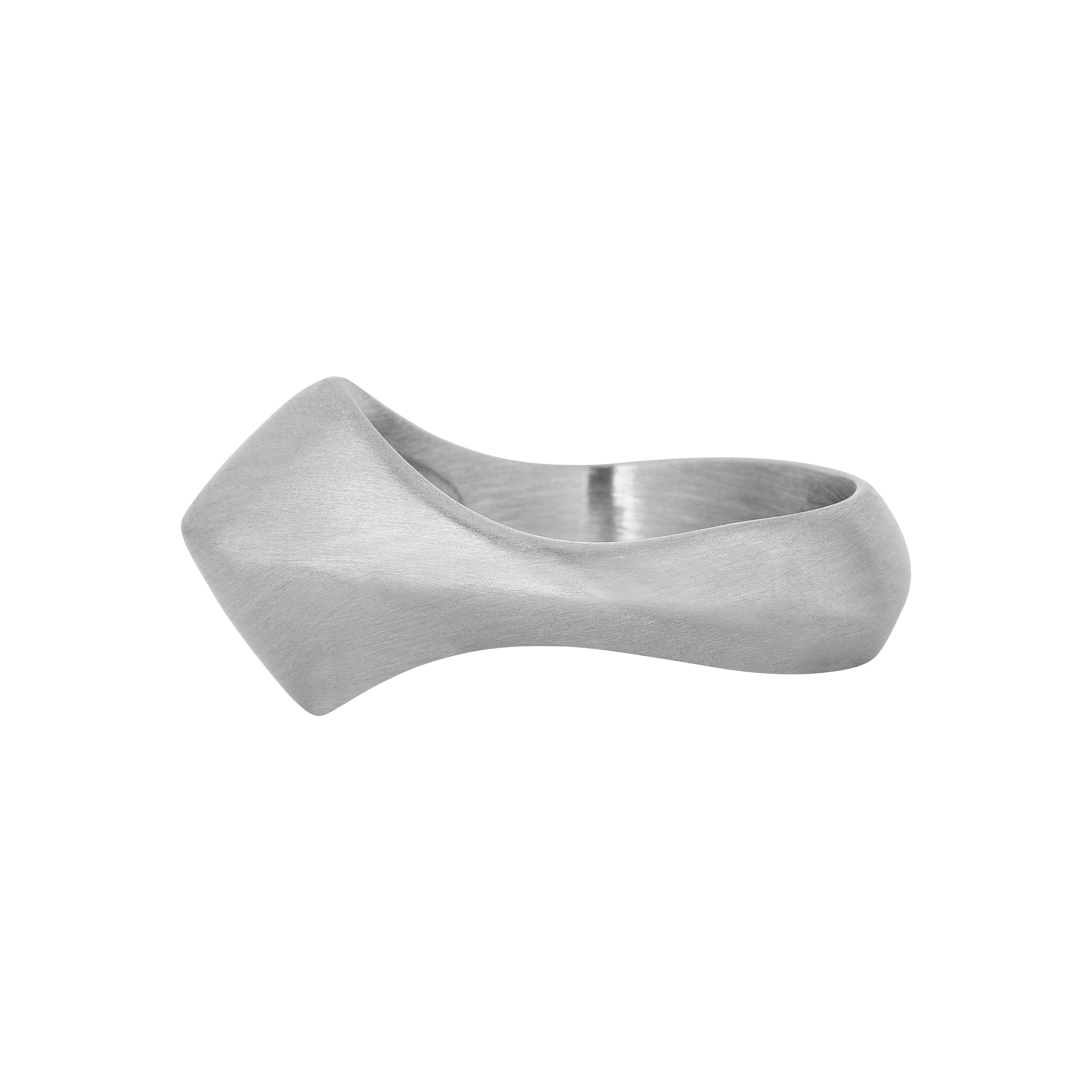 Bague Limen en acier inoxydable argenté, vue de profil