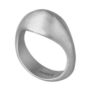 Bague Limen en acier inoxydable argenté, vue de trois quarts avec gravure intérieure Module 48
