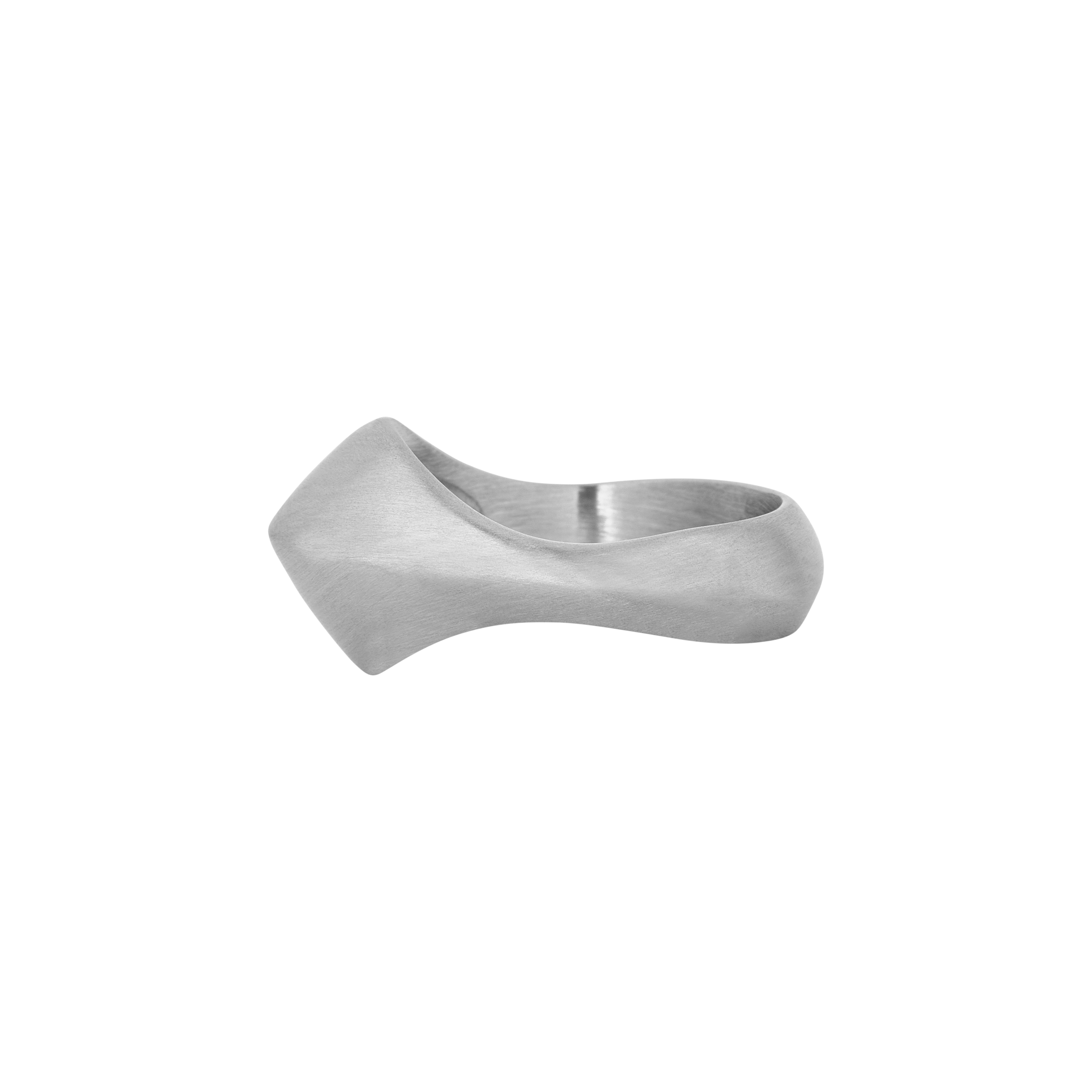 Bague Tabula en acier inoxydable argenté, vue de profil