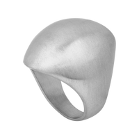 Bague Vault en acier inoxydable argenté, vue de trois quarts