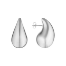 Boucles d'oreilles Relief en acier inoxydable argenté, vues de face et de profil