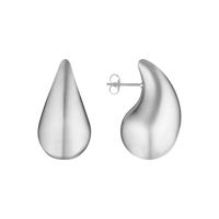 Boucles d'oreilles Relief en acier inoxydable argenté, vues de face et de profil