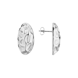 Boucles d’oreilles Relief en acier inoxydable argenté, vues de face et de profil