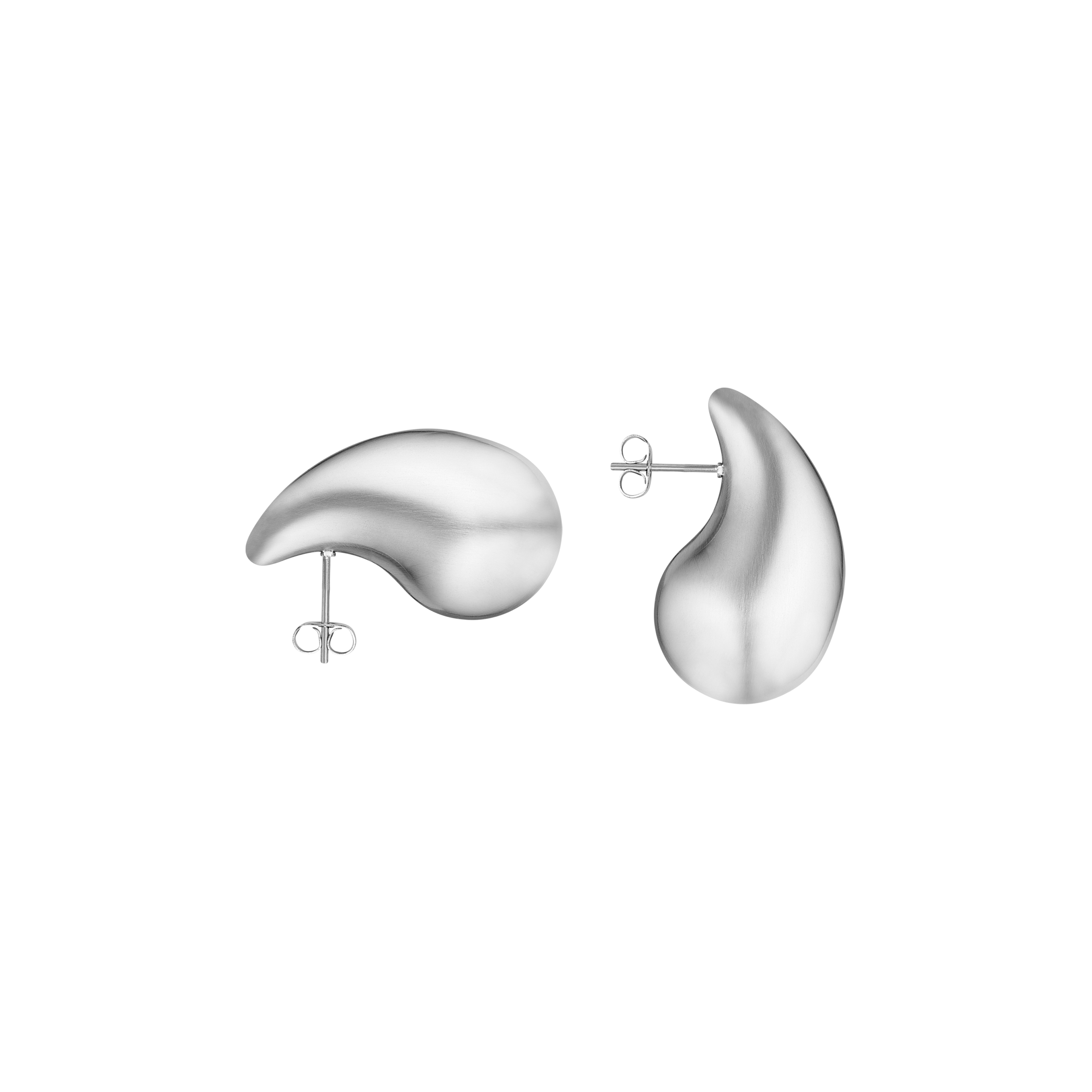 Boucles d’oreilles Vector en acier inoxydable argenté, vues de dos et de profil