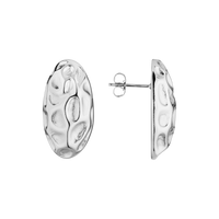 Boucles d’oreilles Vector en acier inoxydable argenté, vues de face et de profil
