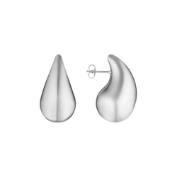 Boucles d’oreilles Vector en acier inoxydable argenté, vues de face et de profil