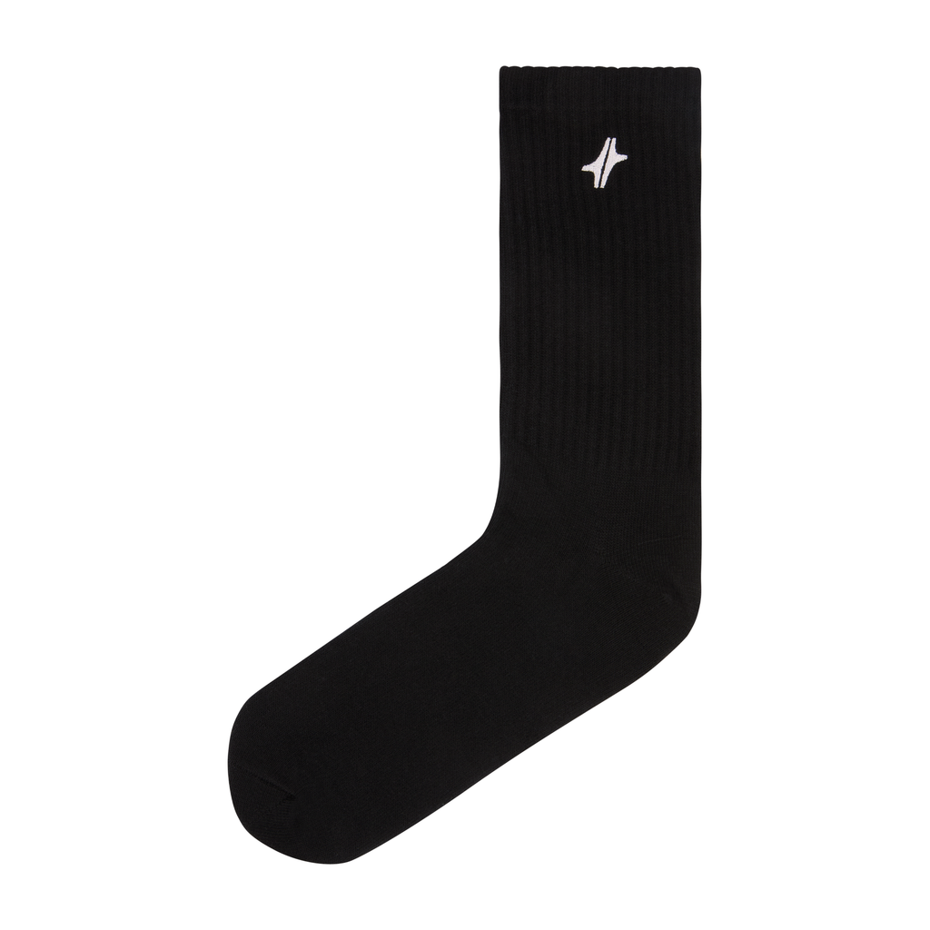 Chaussettes Strata en coton noir avec logo Module 48, vues de profil