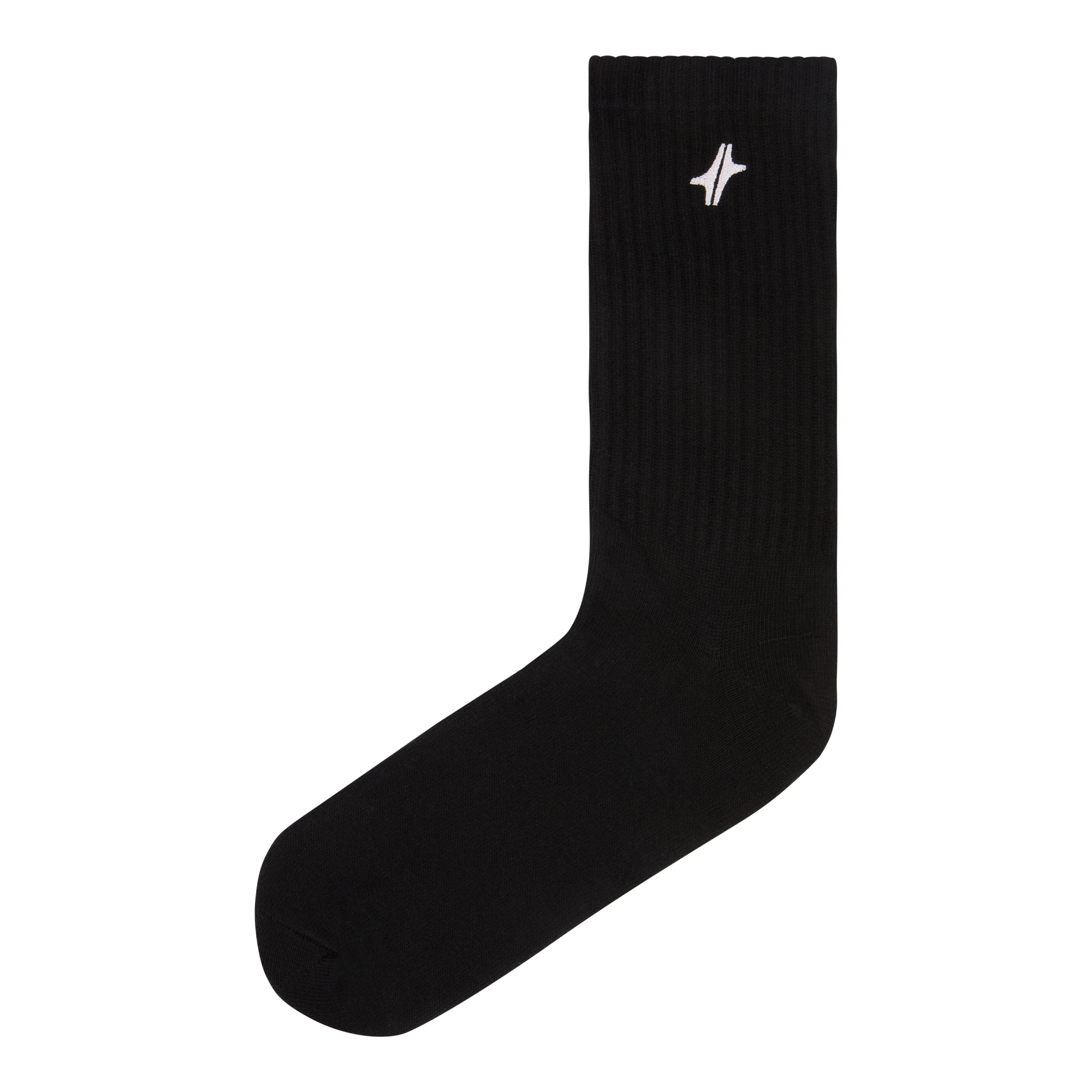 Chaussettes Strata en coton noir avec logo Module 48, vues de profil