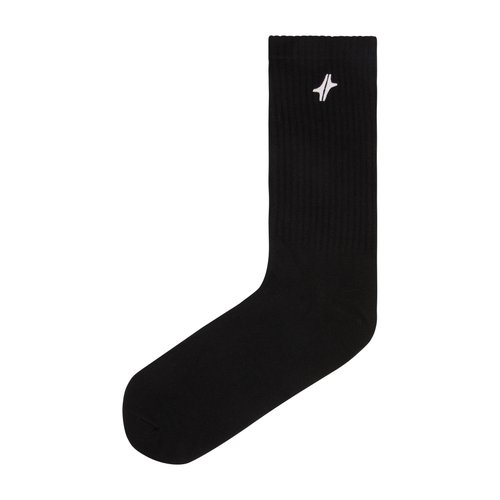 Chaussettes Strata en coton noir avec logo Module 48, vues de profil