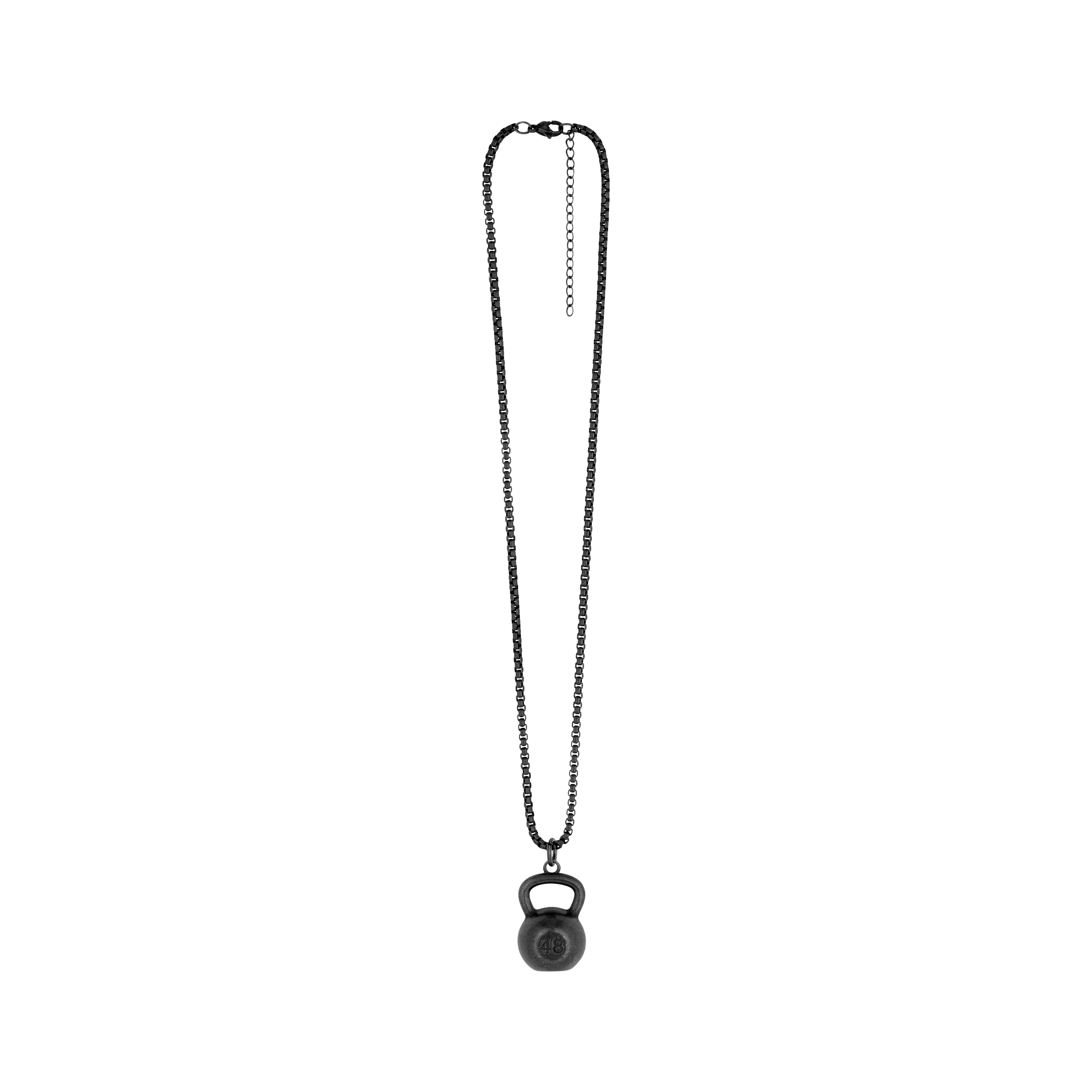 Pendentif Stabilizer en acier inoxydable noirci mat avec chaîne complète, vue de face